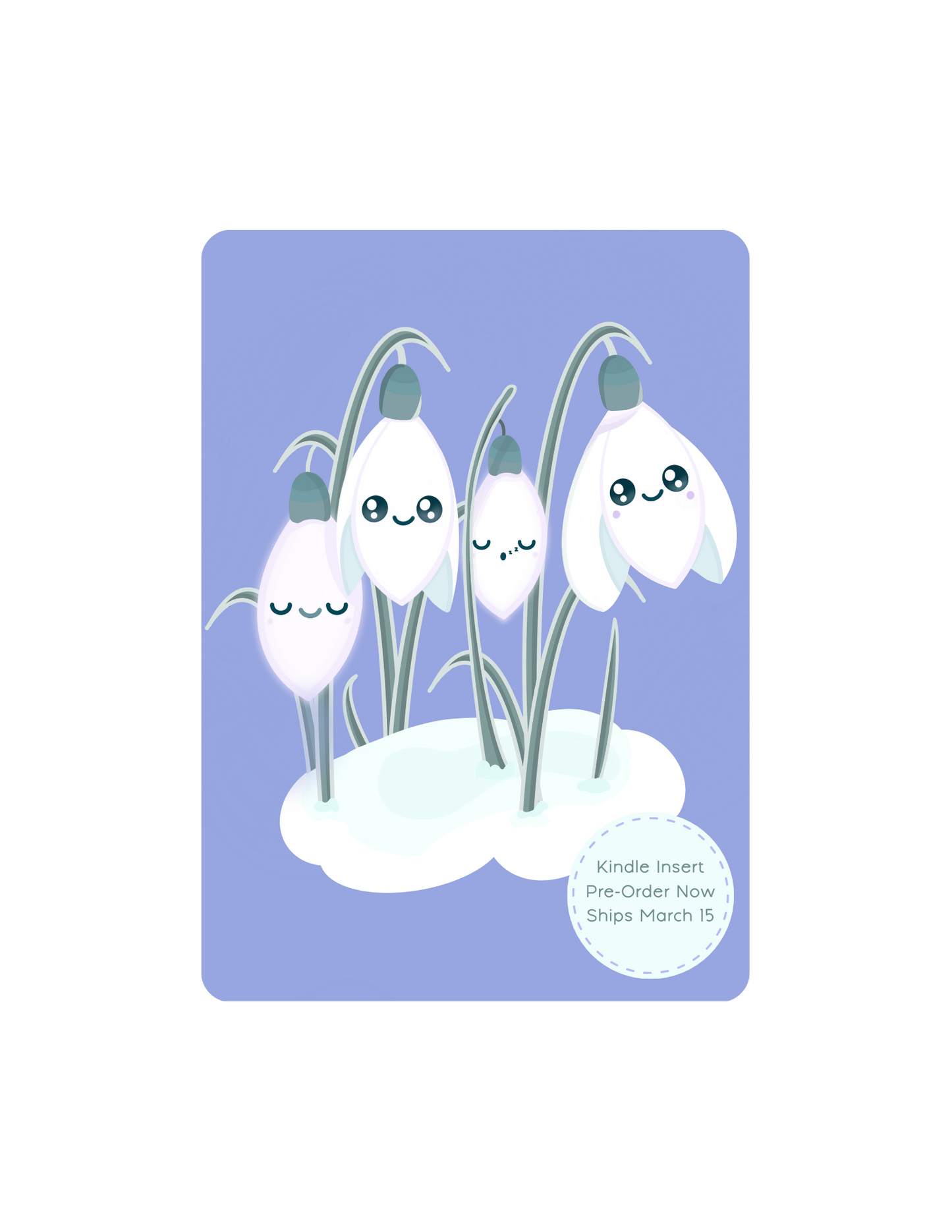 Sleepy Snowdrops “Midnight Mist” Lavender Blue | Kindle Paperwhite Insert | Fits 12th, 11th, 10th, 6th Gen