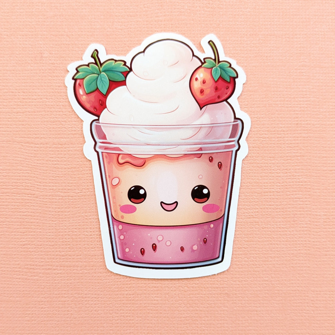 Strawberry Kawaii Cup Gloss Sticker