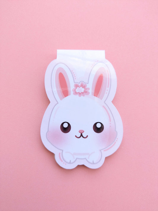 Snow Flower Bunny Gloss Magnetic Bookmark
