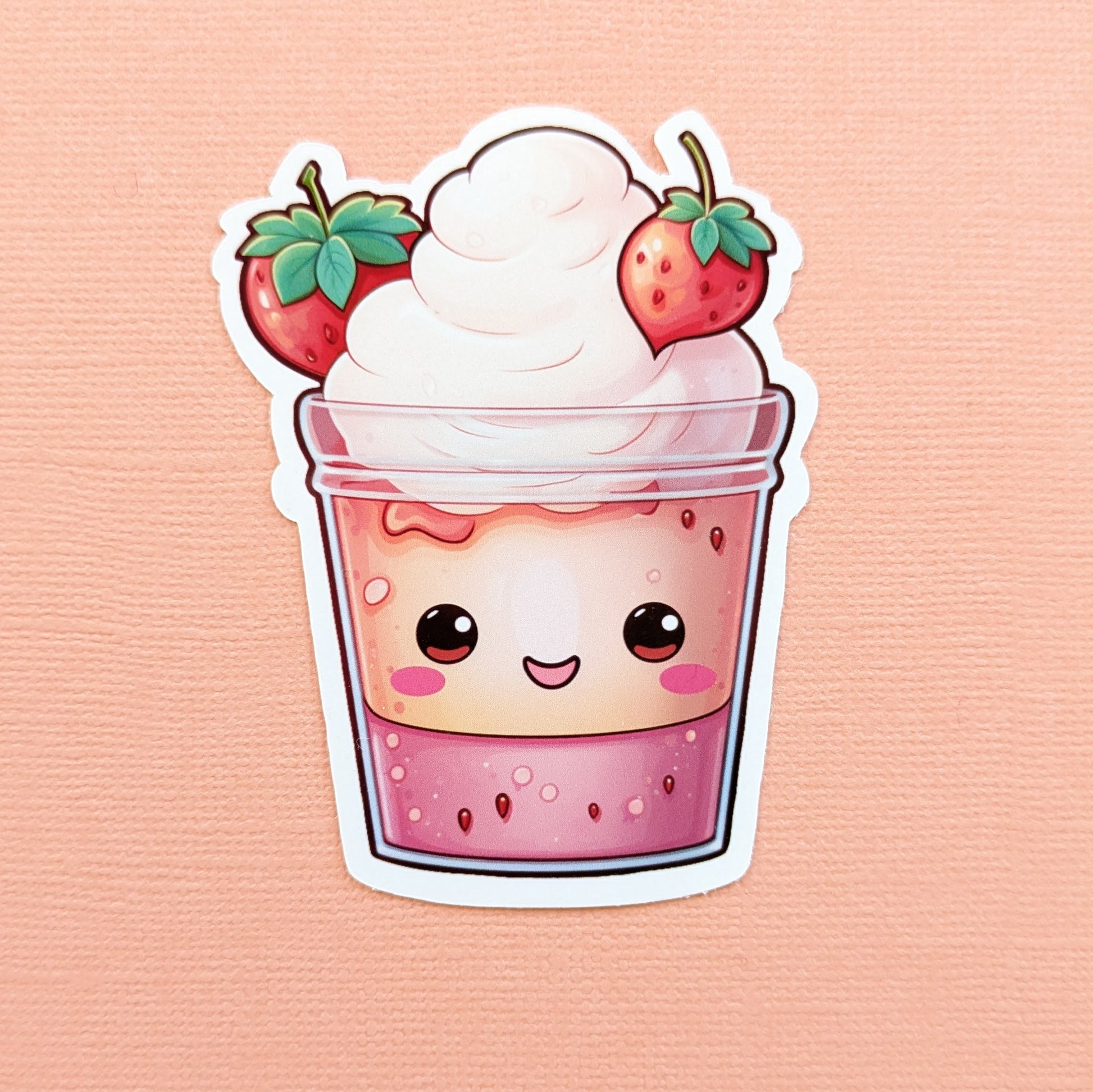 Strawberry Kawaii Cup Gloss Sticker
