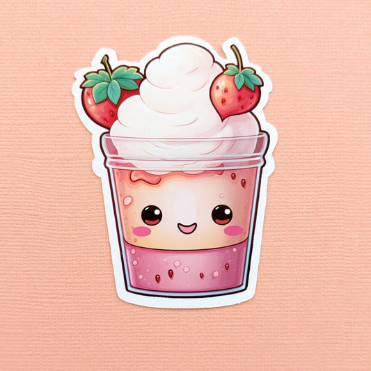 Strawberry Kawaii Cup Gloss Sticker
