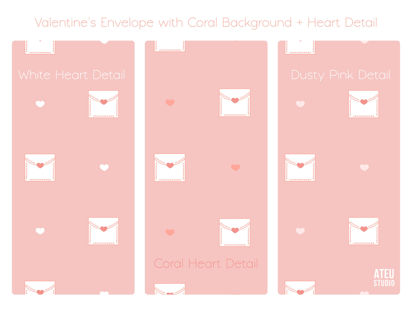 Valentine Seamless Pattern Set – Cute Kawaii Envelope Design for Wrapping & Stationery