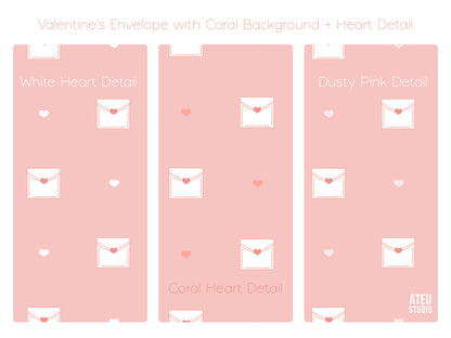 Valentine Seamless Pattern Set – Cute Kawaii Envelope Design for Wrapping & Stationery