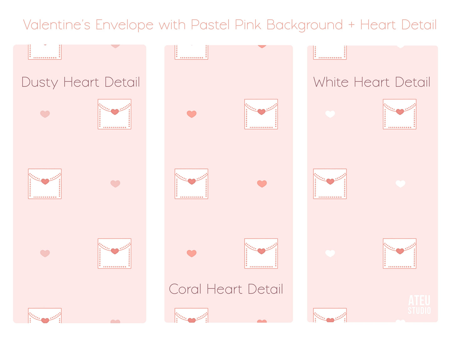 Valentine Seamless Pattern Set – Cute Kawaii Envelope Design for Wrapping & Stationery