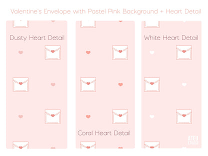 Valentine Seamless Pattern Set – Cute Kawaii Envelope Design for Wrapping & Stationery
