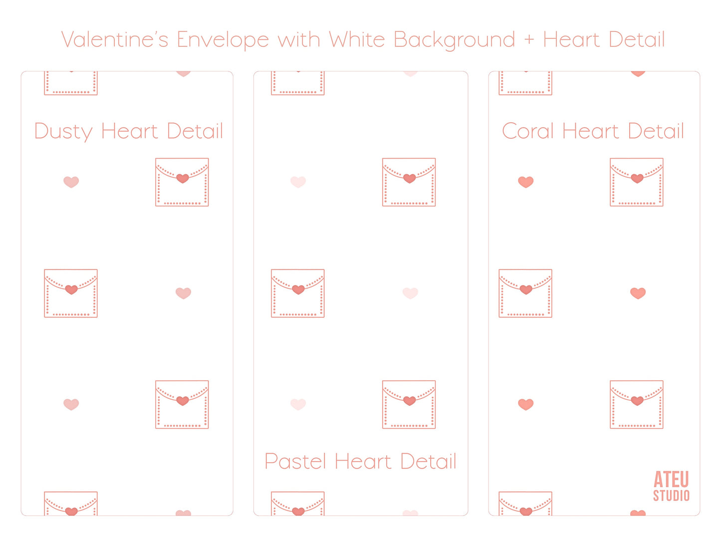 Valentine Seamless Pattern Set – Cute Kawaii Envelope Design for Wrapping & Stationery