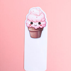 Strawberry Heart Sprinkles Cone Holographic Bookmark Ateu Studio Bookstagram