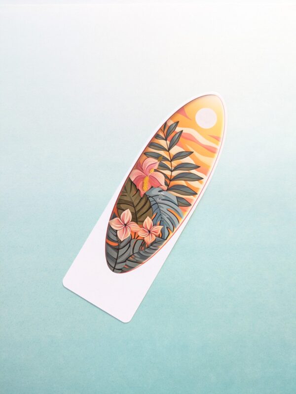 Tropical Surfboard Bookmark White