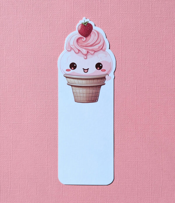 Cheeky Strawberry Cone Gloss Laminate Bookmark