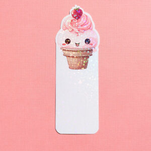 Cheeky Strawberry Cone Holographic Bookmark