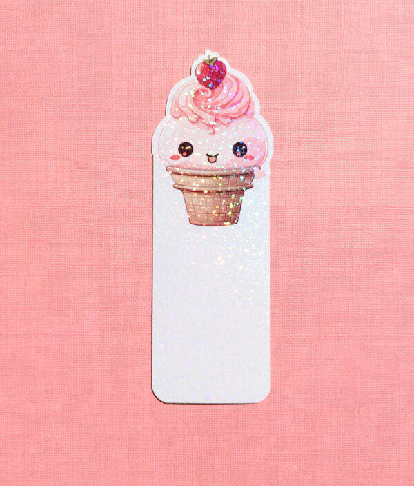 Cheeky Strawberry Cone Holographic Bookmark