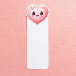 My Fuzzy Valentine's Heart Bookmark with clear gloss laminate