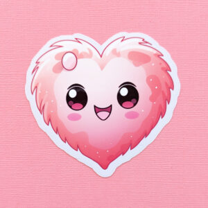 Fuzzy Valentine gloss vinyl diecut sticker