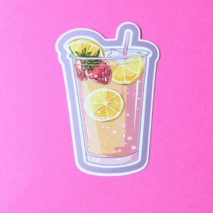 Pink Sunset Double Strawberry 2 inch gloss vinyl sticker