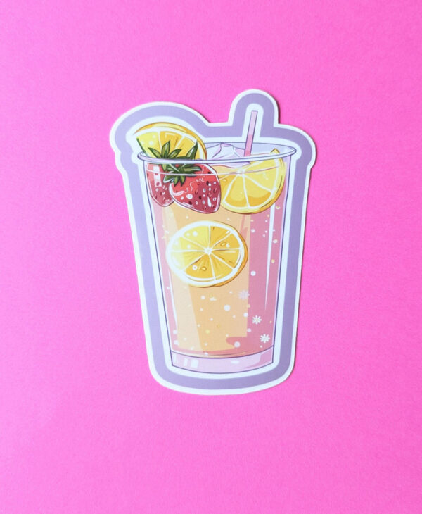 Pink Sunset Double Strawberry 2 inch gloss vinyl sticker