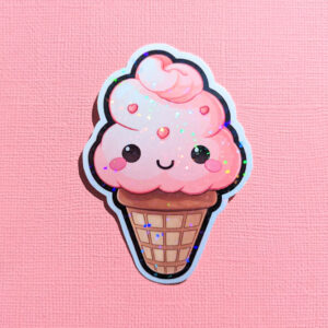 Raspberry Delight 2" holographic vinyl diecut sticker