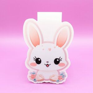 Kawaii Spring Bunny Magnetic Bookmark with a clear gloss laminate