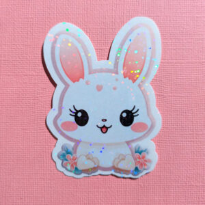 Spring Bunny 3" holographic vinyl diecut sticker