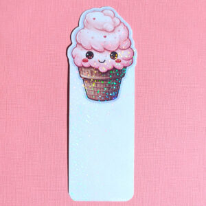 Strawberry Heart Sprinkles Cone Holographic Bookmark