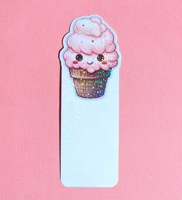 Strawberry Heart Sprinkles Cone Holographic Bookmark