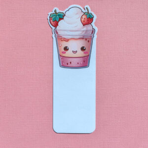 Strawberry Kawaii Cup Gloss Laminate Bookmark