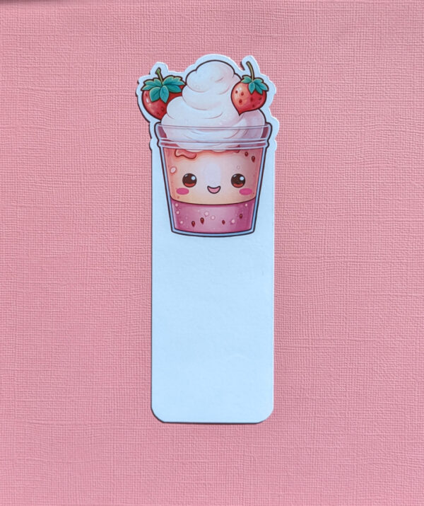 Strawberry Kawaii Cup Gloss Laminate Bookmark