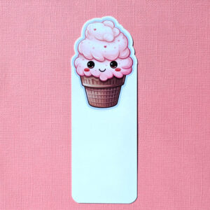 Strawberry Heart Sprinkles Cone Gloss Laminate Bookmark