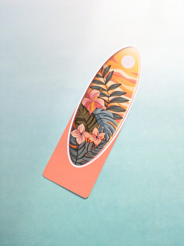 Tropical Surfboard Bookmark Orange Coral