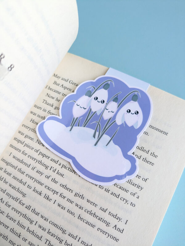 Snowdrops 3 inch pastel purple 3 inch magnetic bookmark