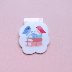 Chapter Chirpers pale pink Magnetic Bookmark designed by Ateu Studio, Kawaii & Bookish Stationery